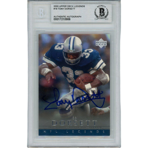 Tony Dorsett Signed 2000 Upper Deck Legends Slabbed Trading Card Beckett 45904