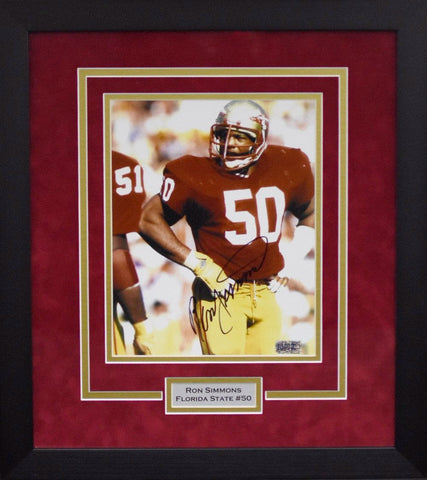 RON SIMMONS AUTOGRAPHED FLORIDA STATE SEMINOLES 8x10 FRAMED PHOTO COA