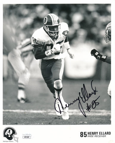 Henry Ellard Autographed 8x10 B/W Team Photo Washington Redskins JSA