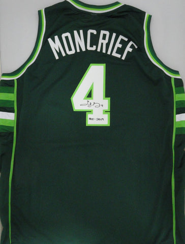 Bucks SIDNEY MONCRIEF Signed Custom Replica Green Jersey #2 AUTO w/ HOF