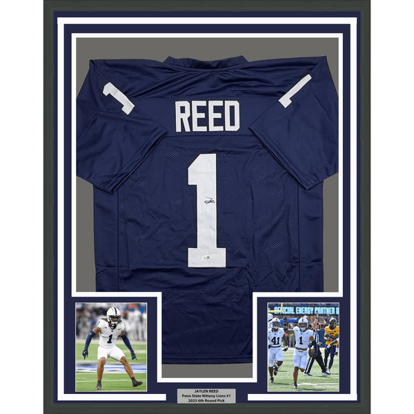 Framed Signed Jaylen Reed Penn State Blue College Football Jersey JSA COA