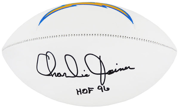 Charlie Joiner Signed Chargers Logo Jarden White Football w/HOF'96 - (SS COA)