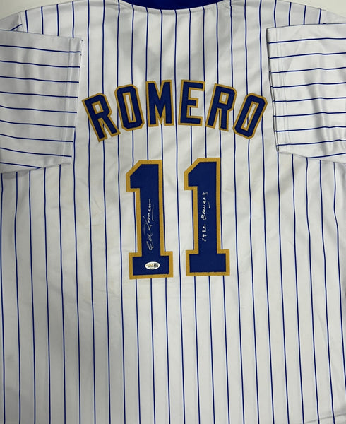 ED ROMERO Signed Custom Replica Pinstripe Jersey AUTO - Milwaukee Brewers - JSA