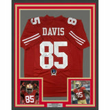 FRAMED Autographed/Signed VERNON DAVIS 33x42 Red Football Jersey Beckett COA