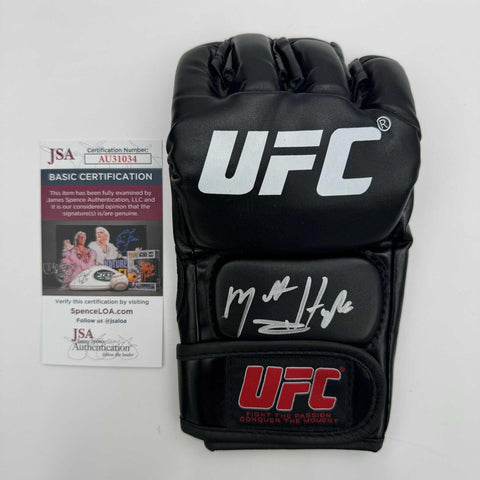 Autographed/Signed Matt Hughes UFC MMA Black Fighting Glove JSA COA Auto