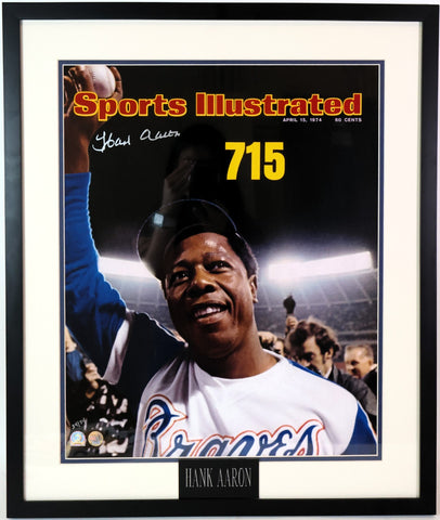 Hank Aaron Autographed 16x20 "715" Sports Illustrated Photo Framed Steiner COA