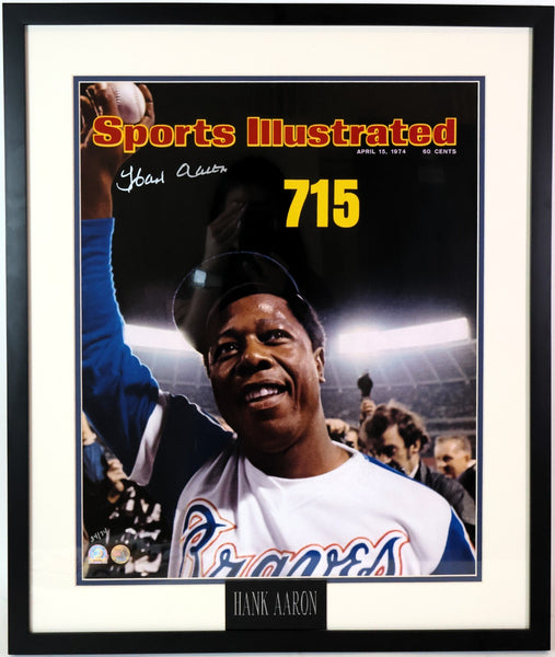 Hank Aaron Autographed 16x20 "715" Sports Illustrated Photo Framed Steiner COA