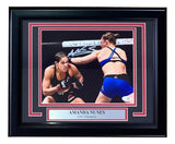 Amanda Nunes Signed Framed 8x10 UFC Rousey Fight Photo JSA QR Hologram