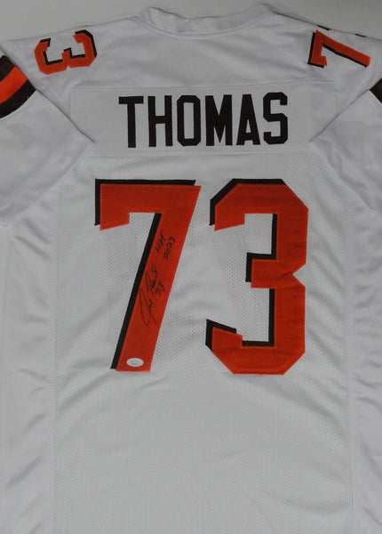 Browns JOE THOMAS Signed Custom Replica White Jersey AUTO w/ "HOF 2023" - JSA