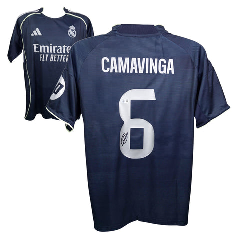 Eduardo Camavinga Signed Real Madrid Away Soccer Jersey #6 with Beckett Witness