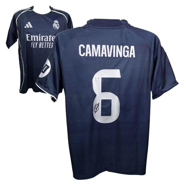 Eduardo Camavinga Signed Real Madrid Away Soccer Jersey #6 with Beckett Witness