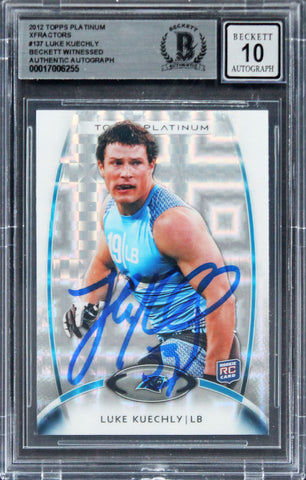 Luke Kuechly Signed 2012 Topps Platinum XFractors #137 RC Card Auto 10 BAS Slab