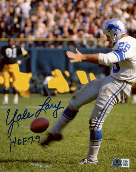 Yale Lary Autographed Detroit Lions 8x10 Photo HOF Beckett 45762