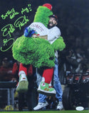 Phillie Phanatic (Tom Burgoyne) Signed/Inscr 11x14 Photo Phillies PSA/DNA 189813