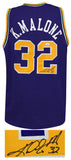 Karl Malone (UTAH JAZZ) Signed Purple Custom Basketball Jersey - (JSA COA)