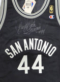 Spurs George Gervin Autographed Black Champion Jersey Iceman 44 Beckett BS30060
