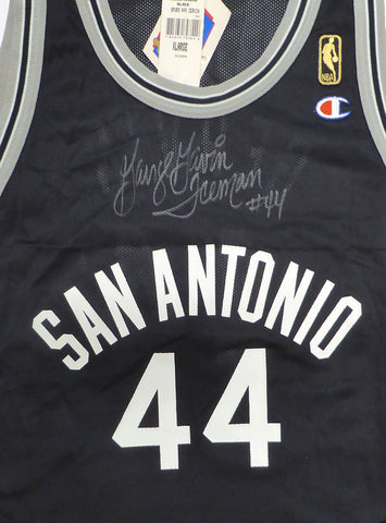 Spurs George Gervin Autographed Black Champion Jersey Iceman 44 Beckett BS30060