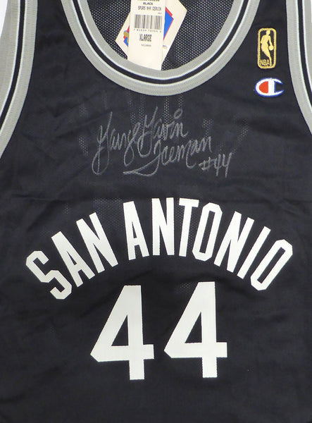 Spurs George Gervin Autographed Black Champion Jersey Iceman 44 Beckett BS30060