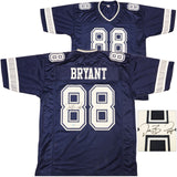 DALLAS COWBOYS DEZ BRYANT AUTOGRAPHED NAVY JERSEY BECKETT BAS WITNESS 230219