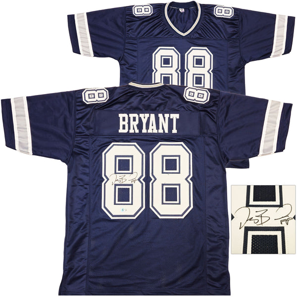 DALLAS COWBOYS DEZ BRYANT AUTOGRAPHED NAVY JERSEY BECKETT BAS WITNESS 230219