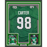 Framed Autographed/Signed Jalen Carter 35x39 Kelly Green Football Jersey BAS COA