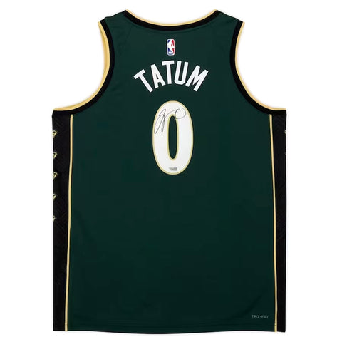 Jayson Tatum Boston Celtics Signed Green Nike City Edition Jersey FANATICS