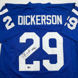Autographed/Signed Eric Dickerson Indianapolis Blue Jersey Beckett BAS COA