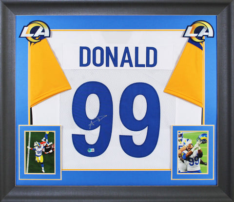 Aaron Donald Authentic Signed White Pro Style Framed Jersey BAS Witnessed