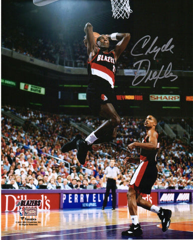 Clyde Drexler Portland Trail Blazers Autographed 8" x 10" Two Hand Dunking Photo
