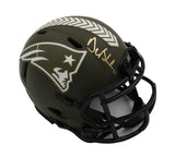 Drew Bledsoe Signed New England Patriots Speed Salute To Service Mini Helmet