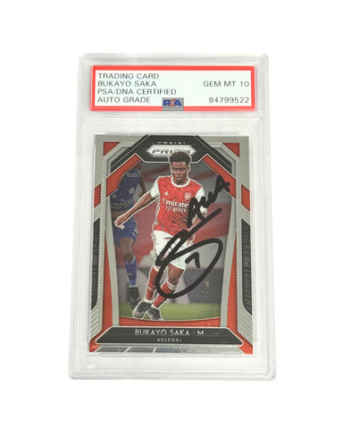 Bukayo Saka Signed 2020-21 Panini Prizm Premier League - PSA Autograph 10