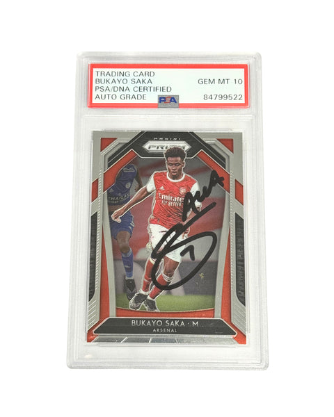 Bukayo Saka Signed 2020-21 Panini Prizm Premier League - PSA Autograph 10