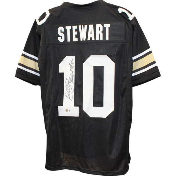 Kordell Stewart Signed College Style Black XL Jersey Miracle Insc Beckett 50814
