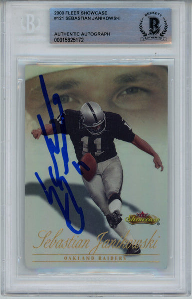 Sebastian Janikowski Signed 2000 Fleer Showcase #121 Rookie Card BAS 42940