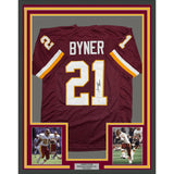 Framed Autographed Earnest Byner 35x39 Washington Maroon Football Jersey JSA COA