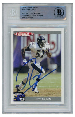 Ray Lewis Autographed/Signed 2004 Topps #152 Trading Card Slab Beckett 52664