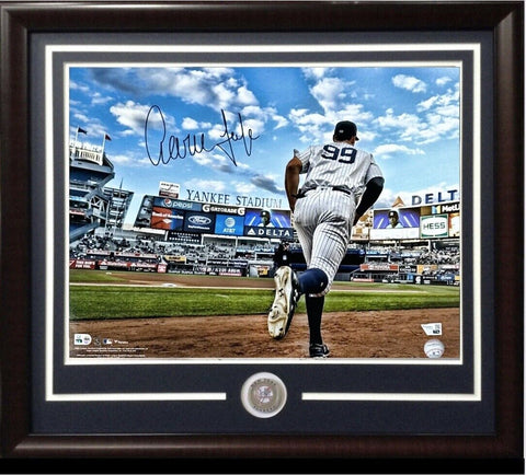 Aaron Judge Yankees Signed 16x20 Framed Photo Running Dugout Autograph Fanatics
