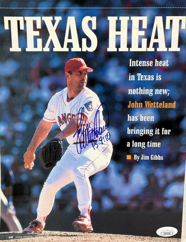 John Wetteland Rangers Autographed Sports Spectrum Magazine Inside photo JSA COA