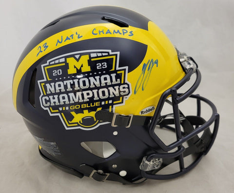 JJ McCARTHY SIGNED MICHIGAN NATIONAL CHAMPS X2 SPEED AUTHENTIC HELMET BECKETT