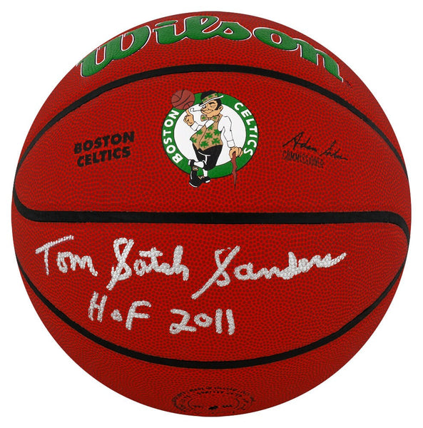 Tom Sanders Signed Celtics Logo Wilson NBA Basketball w/Satch, HOF 2011 (SS COA)
