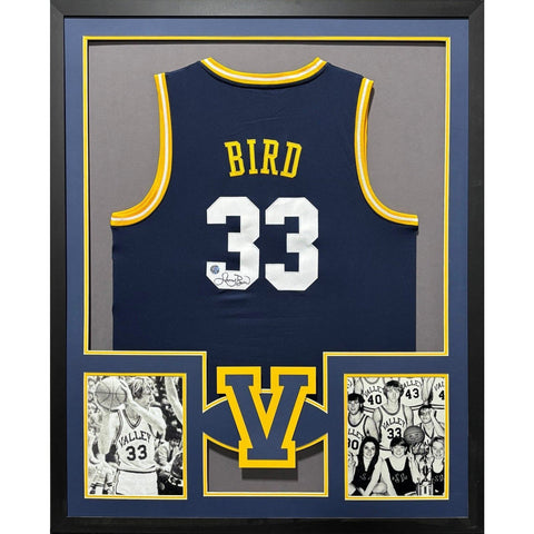 Larry Bird Autographed Signed Framed High School Celtics Jersey BECKETT BAS