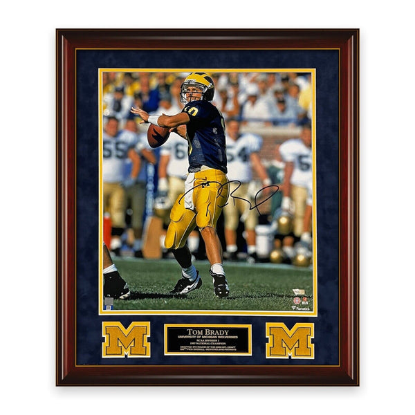 Tom Brady Signed Autographed Michigan 16x20 Photograph Framed to 23x27 Fanatics