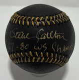 STEVE CARLTON Signed Official Black MLB Baseball w/ "67-80 WS Champs" AUTO - BAS