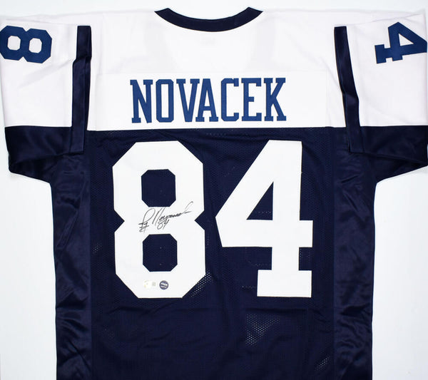 Jay Novacek Autographed Blue White Pro Style Jersey- Beckett W Hologram *Black