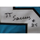 Ja'Tavion Sanders Autographed/Signed Pro Style Blue XL Jersey Beckett 48427