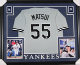 Hideki Matsui Signed New York Yankees 35"x 43" Custom Framed Jersey (JSA COA)