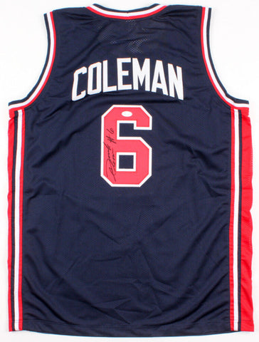 Derrick Coleman Signed Team USA Jersey (JSA COA) NBA Rookie of the Year (1991)