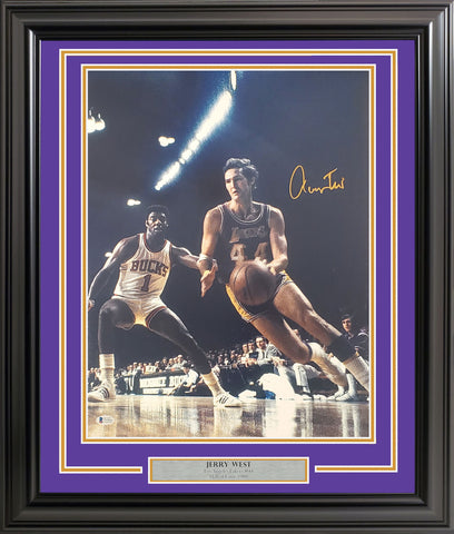 JERRY WEST AUTOGRAPHED FRAMED 16X20 PHOTO LOS ANGELES LAKERS BECKETT BAS 200348