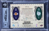 Magic Johnson & Larry Bird Signed 2008 UD PRQC #PR4ML 8/25 Card Auto 10 BAS Slab