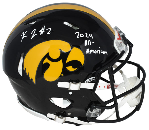 KALEB JOHNSON SIGNED IOWA HAWKEYES AUTHENTIC SPEED HELMET W/ 2024 ALL-AMERICAN